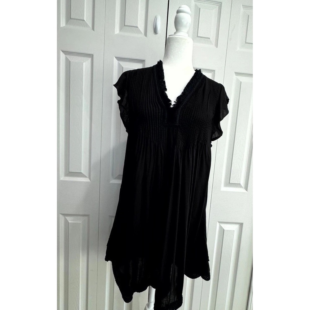 Poupette St Barth Sasha Cover-Up Mini Dress Women's Small Black 100% Viscose